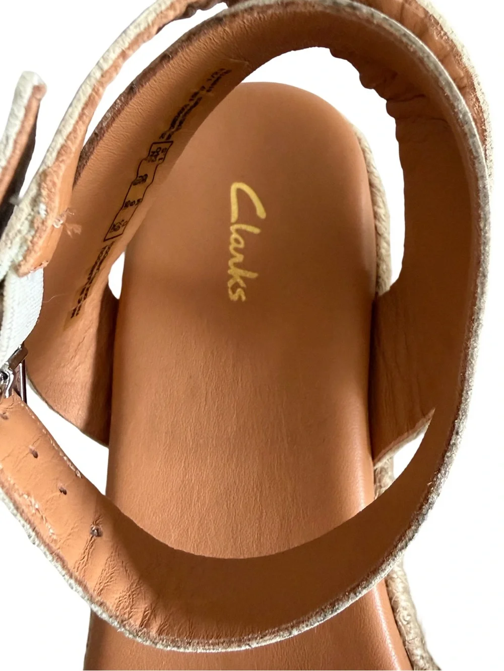 Clarks Kimmie Ivy Silver Metallic Leather Espadrille Wedge Sandals Size 8